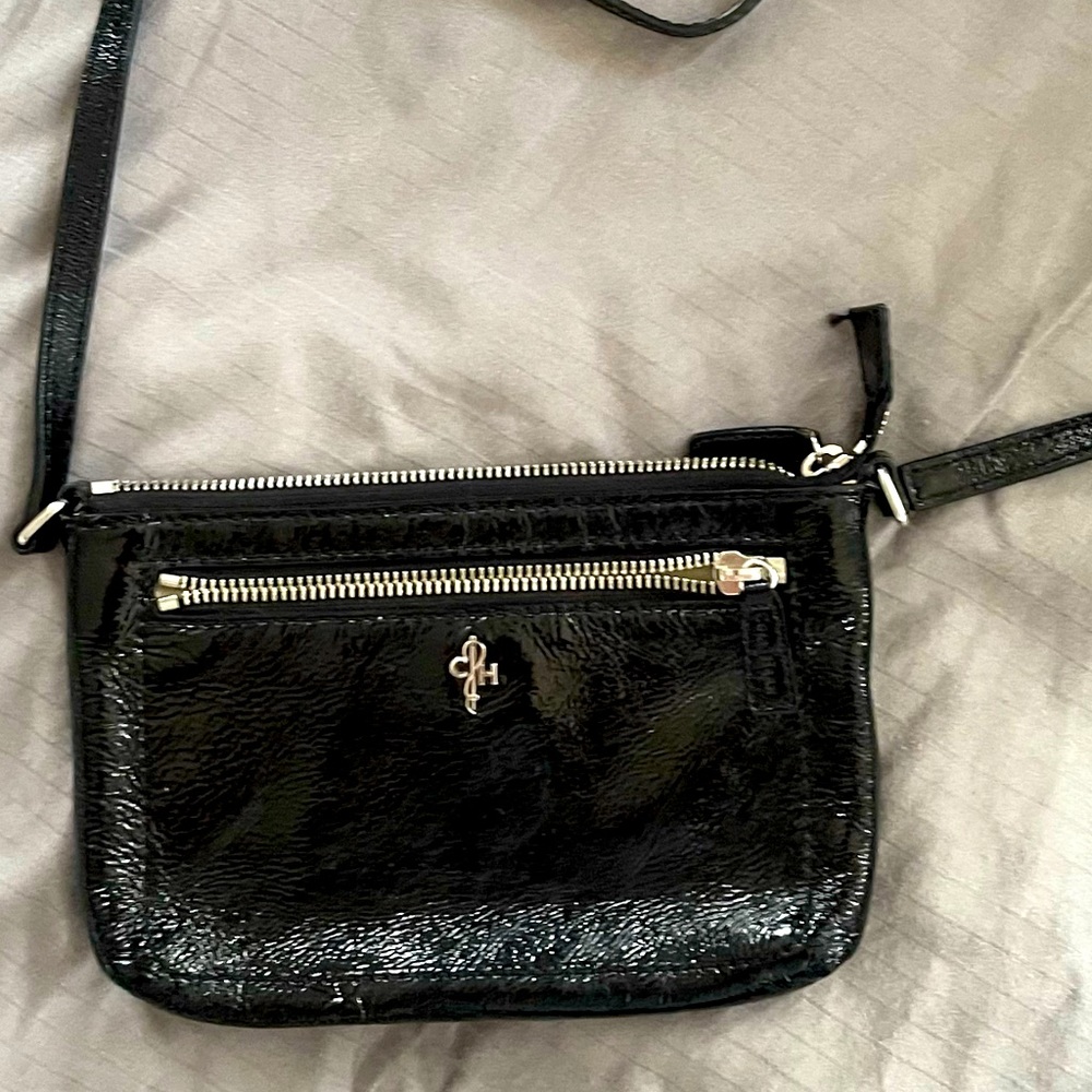 Cole Haan Black Patent Leather Cross Body Handbag